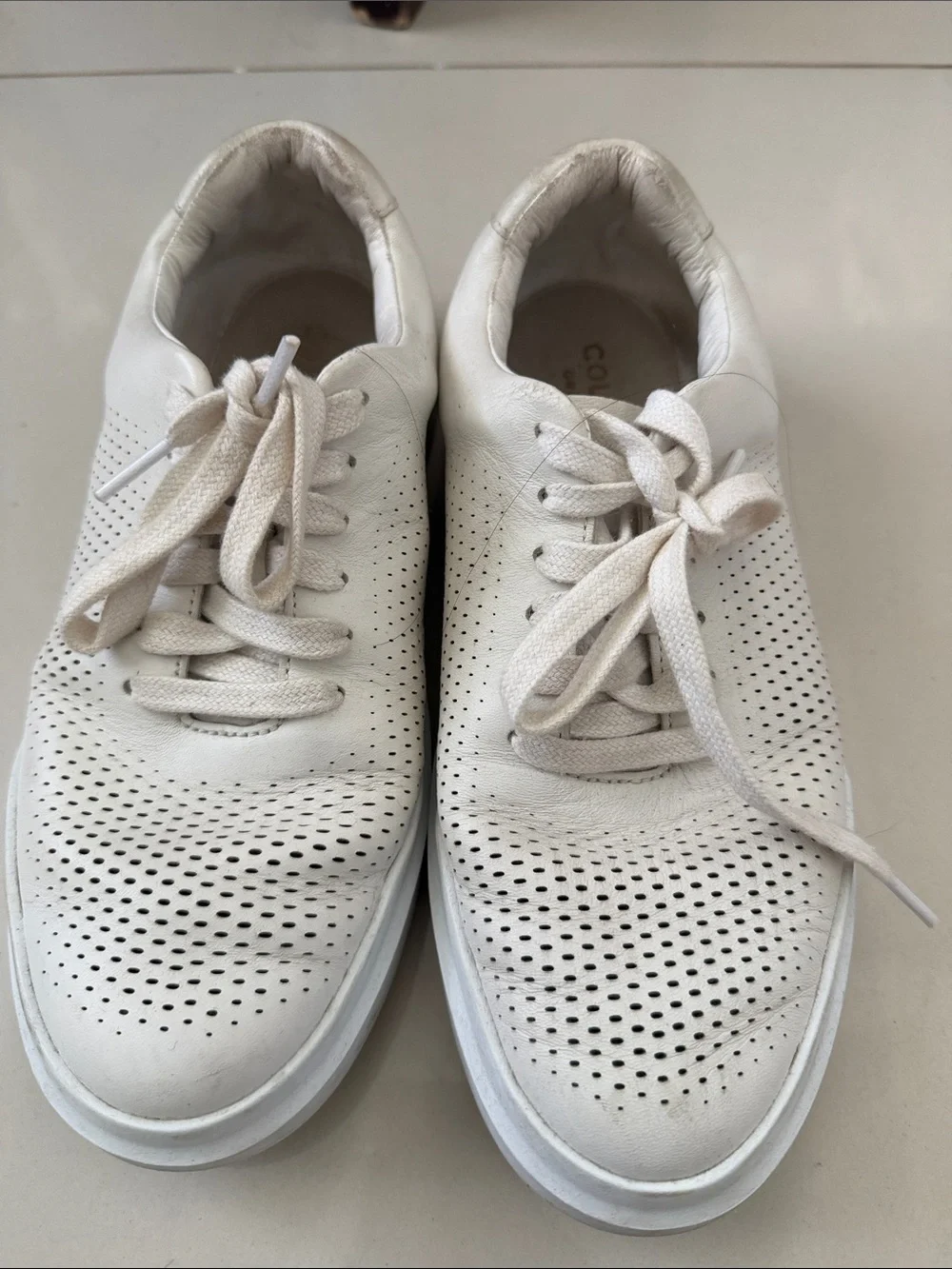 Cole Haan White Perforated Leather Sneakers